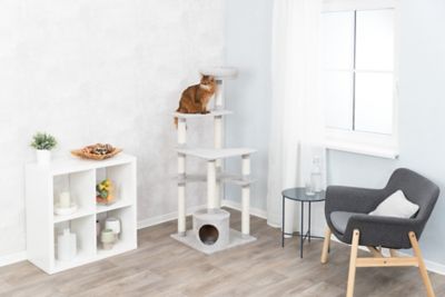 Image showing  64.75 in. Seli Plush 4-Level 59 in. Cat Tree with Sisal Scratching Posts, Condo & Cat Toy