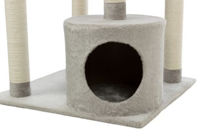 Image showing  64.75 in. Seli Plush 4-Level 59 in. Cat Tree with Sisal Scratching Posts, Condo & Cat Toy