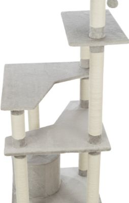Image showing  64.75 in. Seli Plush 4-Level 59 in. Cat Tree with Sisal Scratching Posts, Condo & Cat Toy