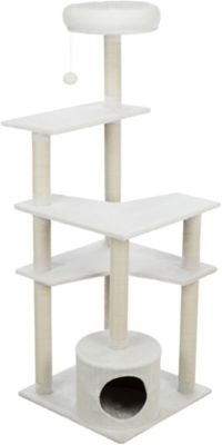 TRIXIE 64.75 in. Seli Plush 4-Level 59 in. Cat Tree with Sisal Scratching Posts, Condo & Cat Toy