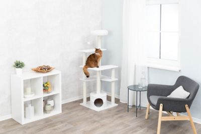 Image showing  64.75 in. Seli Plush 4-Level 59 in. Cat Tree with Sisal Scratching Posts, Condo & Cat Toy