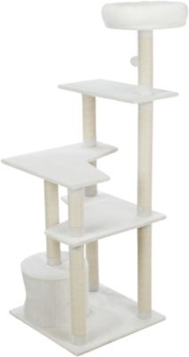 Image showing  64.75 in. Seli Plush 4-Level 59 in. Cat Tree with Sisal Scratching Posts, Condo & Cat Toy
