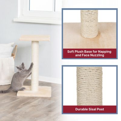 Image showing  Espejo 27 in. Cat Scratching Post with Plush Platform, Sisal Cat Scratcher, Beige