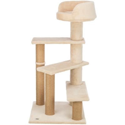 TRIXIE Tulia Senior Plush & Sisal 4-Level 40.2 in. Cat Tree, Scratching Posts & Bed