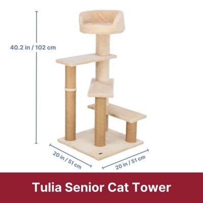 Image showing  Tulia Senior Plush & Sisal 4-Level 40.2 in. Cat Tree, Scratching Posts & Bed