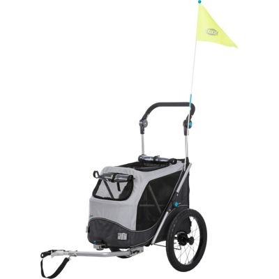 TRIXIE Quick-Fold Dog Bike Trailer for Small Dogs up to 66 lbs, Quick Set-up and Fold Down, Converts to Pet Stroller, Large