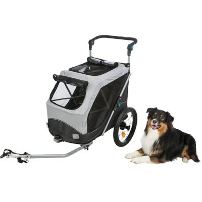 Image showing  Quick-Fold Dog Bike Trailer for Small Dogs up to 48 lbs, Quick Set-up and Fold Down, Converts to Pet Stroller, Medium