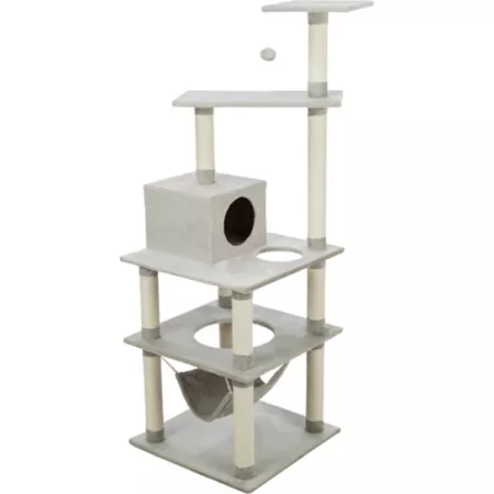 TRIXIE Abby Plush 4 Tier 63.5 in Cat Tree with Condo Sisal Scratching Posts and Cat Toy Cat Trees & Condos