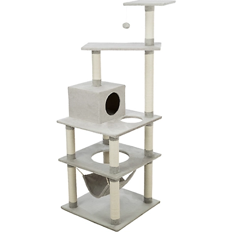 TRIXIE 63.5 in. Abby Plush 4-Level Cat Tree with Sisal Scratching Posts Condo & Cat Toy