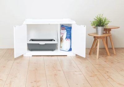 Image showing  Furniture-Style Hidden Cat Litter Box Enclosure and Pet Home Side Table, XL, White