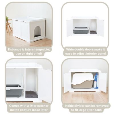 Image showing  Furniture-Style Hidden Cat Litter Box Enclosure and Pet Home Side Table, XL, White