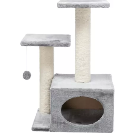 TRIXIE 28" Valencia Cat Tower 3 Tier Cat Tree Sisal Scratching Posts and Plush Condo Gray Cat Trees & Condos