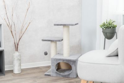 Image showing  28 in. Valencia Cat Tower, 3 Level Cat Tree, Sisal Scratching Posts & Plush Condo, Gray
