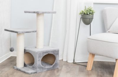 Image showing  28 in. Valencia Cat Tower, 3 Level Cat Tree, Sisal Scratching Posts & Plush Condo, Gray