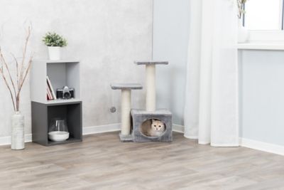 Image showing 5 th TRIXIE 28 in. Valencia Cat Tower, 3 Level Cat Tree, Sisal Scratching Posts & Plush Condo, Gray