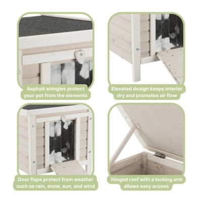 Image showing 8 th TRIXIE 1-Story Weatherproof Outdoor Wooden Cat House with Hinged Roof, Small