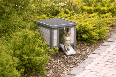 Image showing  Weatherproof Insulated Outdoor Wooden Cat House, Small