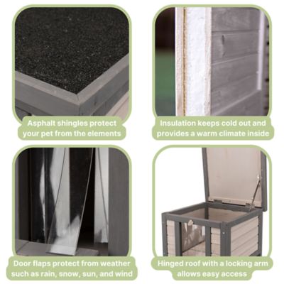 Image showing  Weatherproof Insulated Outdoor Wooden Cat House, Small