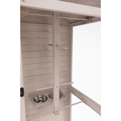 Image showing  Large 66.5 in. Indoor-Outdoor Wooden Aviary with 3 Front Doors & 2 Perches, Gray