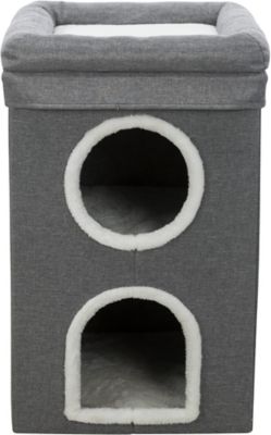 TRIXIE 25 in. Saul 2-Story Cat Condo, Cat Cube, Cat Cave, Scratching Pad, Foldable