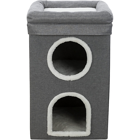 TRIXIE 25 in. Saul 2-Story Cat Condo, Cat Cube, Cat Cave, Scratching Pad, Foldable