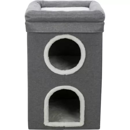 TRIXIE Saul 2-Story Cat Condo Cat Cube Cat Cave Scratching Post Foldable Cat Trees & Condos