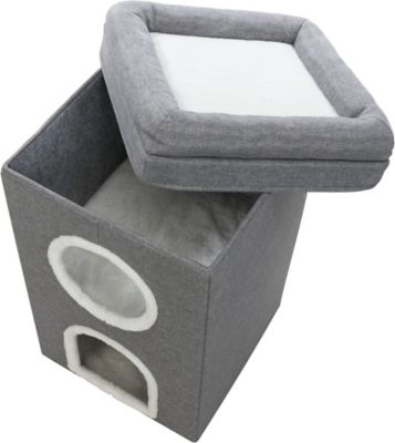 Image showing  Saul 2-Story Cat Condo, Cat Cube, Cat Cave, Scratching Pad, Foldable