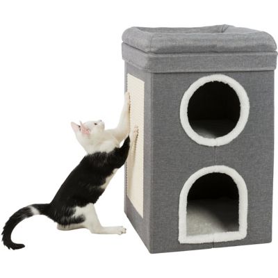 Image showing  Saul 2-Story Cat Condo, Cat Cube, Cat Cave, Scratching Pad, Foldable