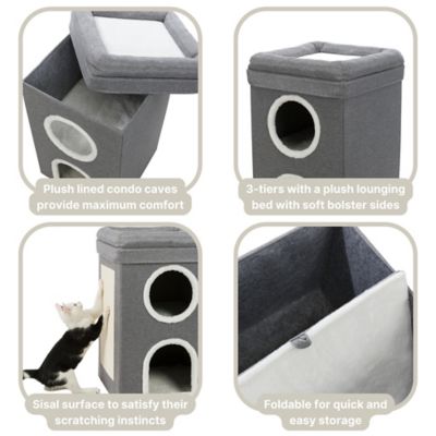 Image showing 5 th TRIXIE Saul 2-Story Cat Condo, Cat Cube, Cat Cave, Scratching Pad, Foldable