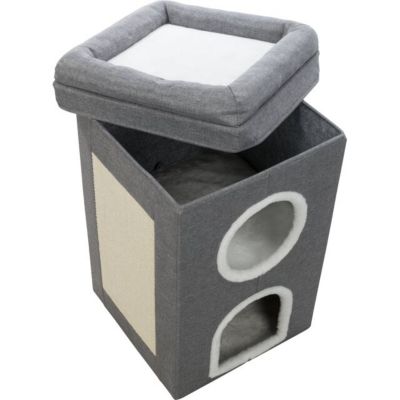 Image showing 9 th TRIXIE Saul 2-Story Cat Condo, Cat Cube, Cat Cave, Scratching Pad, Foldable
