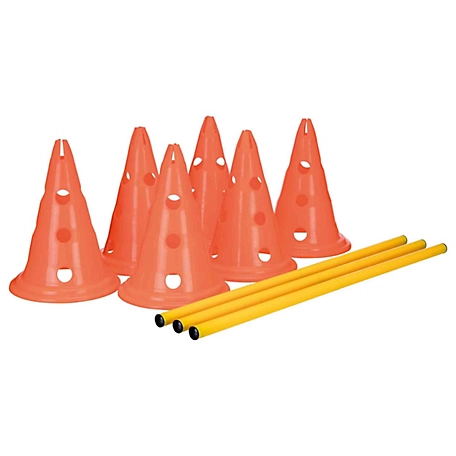 TRIXIE Dog Agility Hurdle Cone Set, Portable Canine Agility Training Set, 6 Exercise Cones with 3 Agility Rods