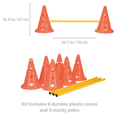 Image showing 8 th TRIXIE Dog Agility Hurdle Cone Set, Portable Canine Agility Training Set, 6 Exercise Cones with 3 Agility Rods