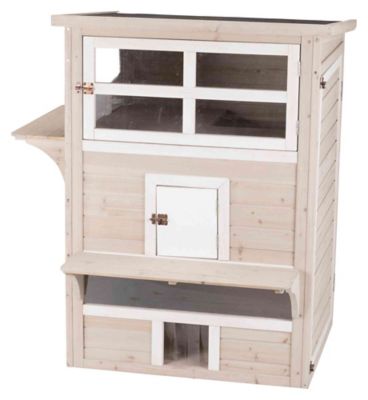 TRIXIE 3-Story Outdoor Cat House, Large Weatherproof Cat Shelter, Multiple Doors and Windows, Cat Condo
