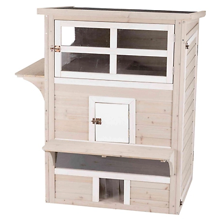 TRIXIE 3-Story Outdoor Cat House, Large Weatherproof Cat Shelter, Multiple Doors and Windows, Cat Condo