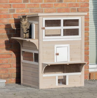 Image showing  Large 3-Story Waterproof Outdoor Cat House with Multiple Doors and Windows, 25 in. x 34 in. x 45.7 in.