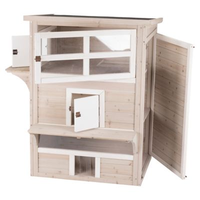 Image showing  Large 3-Story Waterproof Outdoor Cat House with Multiple Doors and Windows, 25 in. x 34 in. x 45.7 in.