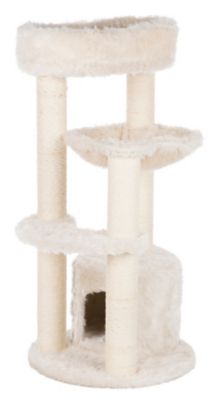 TRIXIE 39 in. Baza Junior Cat Tower, Jute Scratching Posts & Plush Covered Condo, Perch, and Hammock, Cream