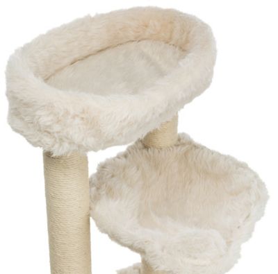 Image showing 5 th TRIXIE 39 in. Baza Junior Cat Tower, Jute Scratching Posts & Plush Covered Condo, Perch, and Hammock, Cream