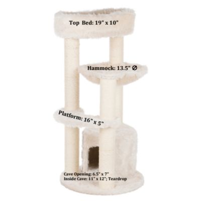 Image showing 8 th TRIXIE 39 in. Baza Junior Cat Tower, Jute Scratching Posts & Plush Covered Condo, Perch, and Hammock, Cream