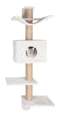 TRIXIE Dayna Wall Mounted Cat Tower, Elevated Fun with a Condo, Scratching Post, Hammock and Two Platforms, Griege