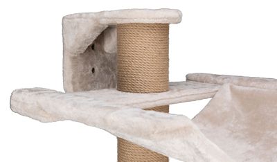 Image showing  Dayna Wall Mounted Cat Tower, Elevated Fun with a Condo, Scratching Post, Hammock and Two Platforms, Griege