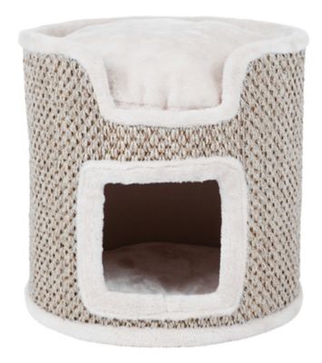 TRIXIE Ria Cat Condo with Top Platform, Indoor Cat Bed, Sisal Scratching Surface, Removable Bed Mats