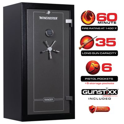 Winchester Safes 35 Long Guns + 6 Pistol Pockets, 60-minute Fire Protection & UL Listed Electronic Lock, Featuring GunSTIXX