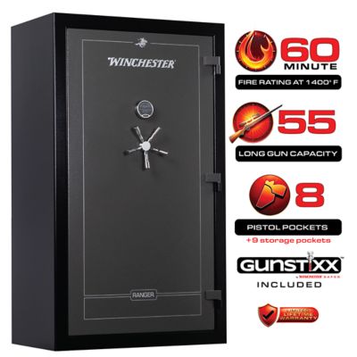 Winchester Safes 35 Long Guns + 8 Pistol Pockets, 60-minute Fire Protection & UL Listed Electronic Lock, Featuring GunSTIXX