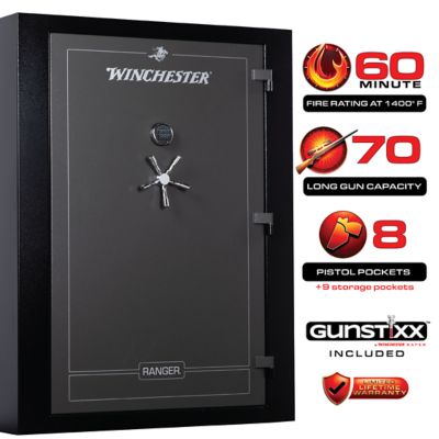 Winchester Safes 70 Long Guns + 6 Pistol Pockets, 60-minute Fire Protection & UL Listed Electronic Lock, Featuring GunSTIXX