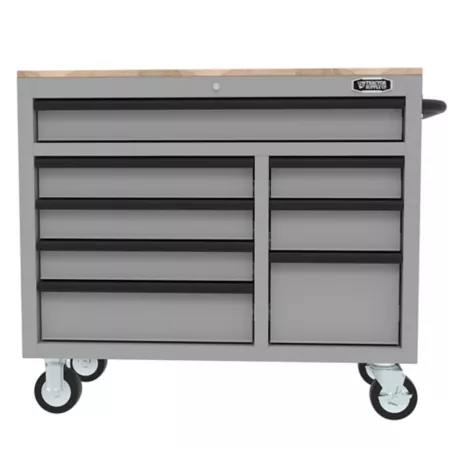 Tractor Supply 8-Drawer Rolling Tool Cabinet with Wood Worktop Gray Rolling Tool Cabinets