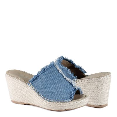 Diba True Go Party Denim Slip-On Wedge Sandal