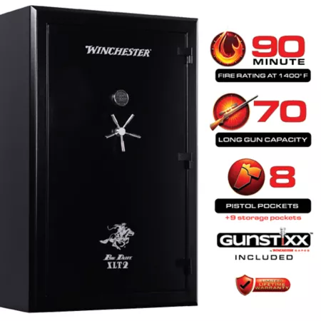 Winchester Safes 70 Long Gun + 8 Pistol Pouches 90 Minute Fire Protection UL Listed Electronic Lock Black GunSTIXX Features Gun Safes