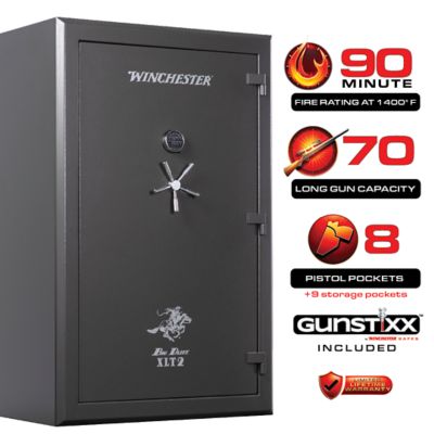 Winchester Safes 70 Long Guns + 8 Pistol Pockets, 90-minute Fire Protection & UL Listed Electronic Lock,Slate, Features GunSTIXX