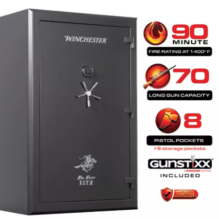 Winchester Safes 70 Long Guns + 8 Handguns 47.2 cu Electronic Lock Gun Safe 90 min Fire rating UL listed slate Gun Safes